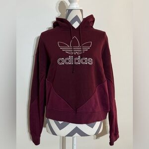Adidas Women's CLRDO Cropped Trefoil Hoodie - maroon or burgundy